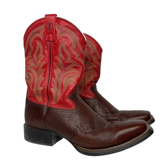 Tony Lama 3R Men’s Western Boots Red Leather RR1103 Size 11.5 - Picture 1 of 11